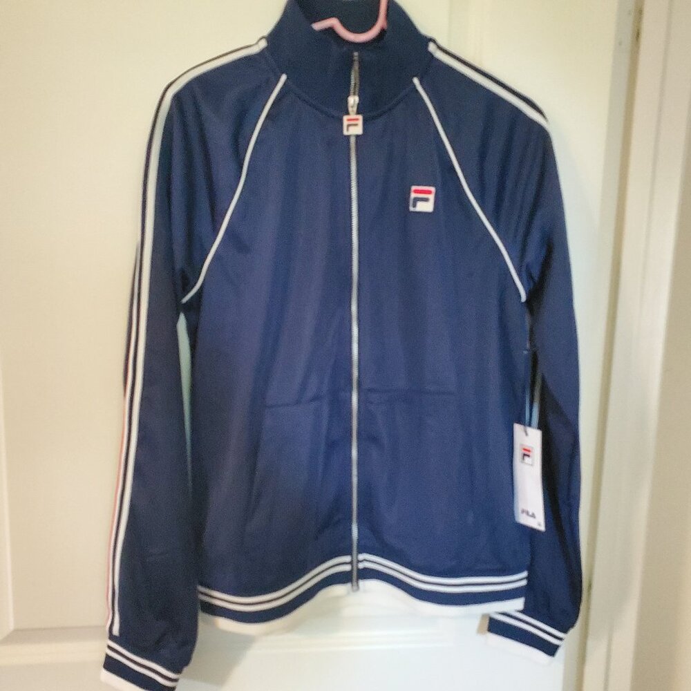 NWT Men's Fila Lavin Navy Blue white stripe track jacket top suit sz M Retro